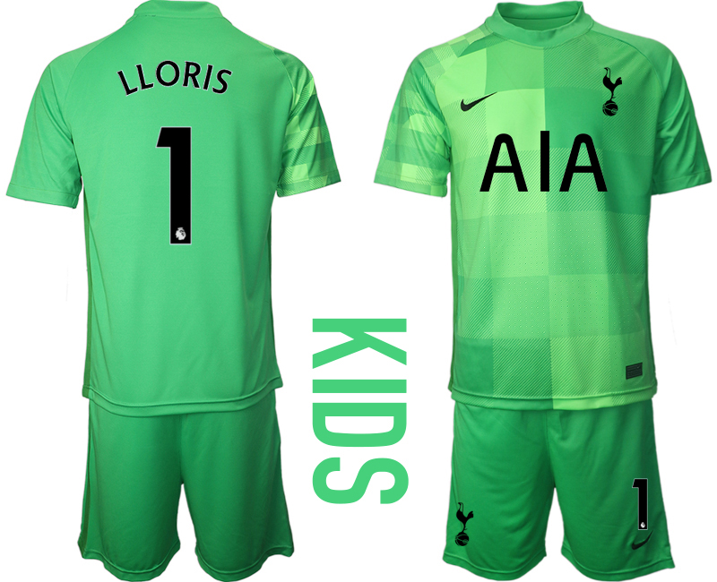 Youth 2021-2022 Club Tottenham green goalkeeper #1 Nike Soccer Jersey->youth soccer jersey->Youth Jersey